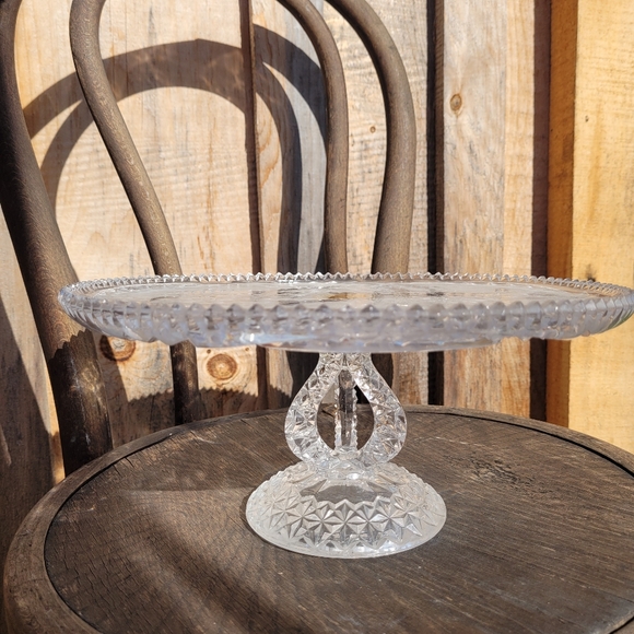 Vintage Hofbauer Crystal Swan Cake Stand 11" - Picture 3 of 12